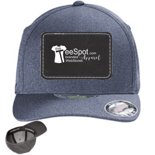 Black Leather Patch  Flexfit ® Melange Unipanel ™ Cap Navy  Thumbnail