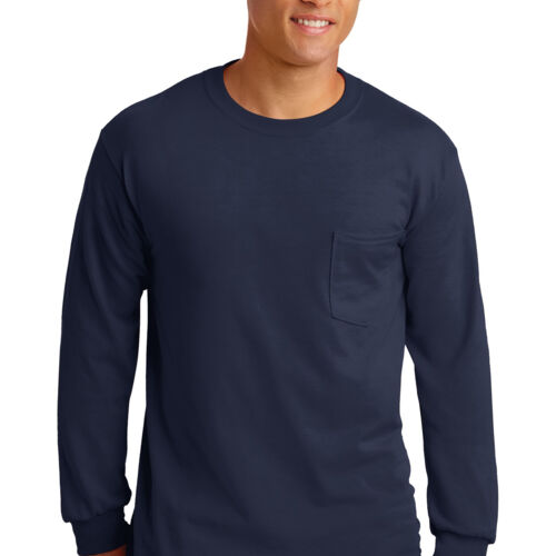Ultra Cotton ® 100% Cotton Long Sleeve T Shirt with Pocket Thumbnail