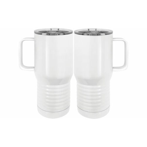 20 oz. Insulated Stainless White Travel Mug w/Slider Lid Thumbnail