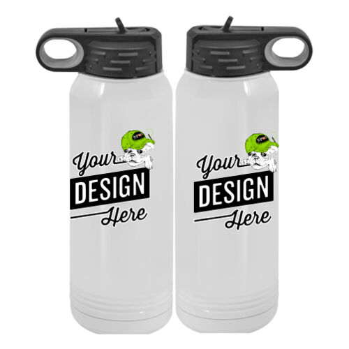 1-Day RUSH NO MINIMUM CUSTOM 30 oz. NO MIMINUM White Stainless Steel Vacuum Insulated Water Bottle Thumbnail