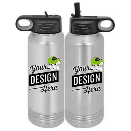  Custom 30 oz. NO MINIMUM Silver Stainless Steel Vacuum Insulated Water Bottle Thumbnail