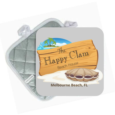 Beach Wood Sign Clam Template - SQUARE CUSTOM PRINTED HOT PAD (2-Pack) Thumbnail