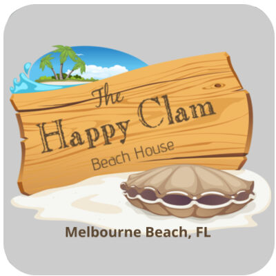 Beach Wood Sign Clam Template - SQUARE CUSTOM FULL COLOR HARDBOARD COASTER  (6-Pack) Thumbnail