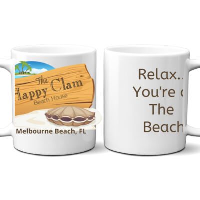 Beach Wood Sign Clam Template - 11 oz full color printed ceramic mug Thumbnail