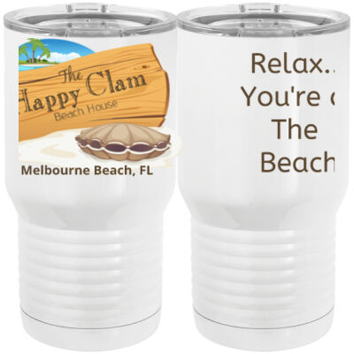 Beach Wood Sign Clam Template - 20 oz. Tall Stainless Steel Vacuum Insulated Tumbler White Thumbnail