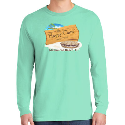 Beach Wood Sign Clam Template - Heavyweight Ring Spun Long Sleeve Tee Thumbnail